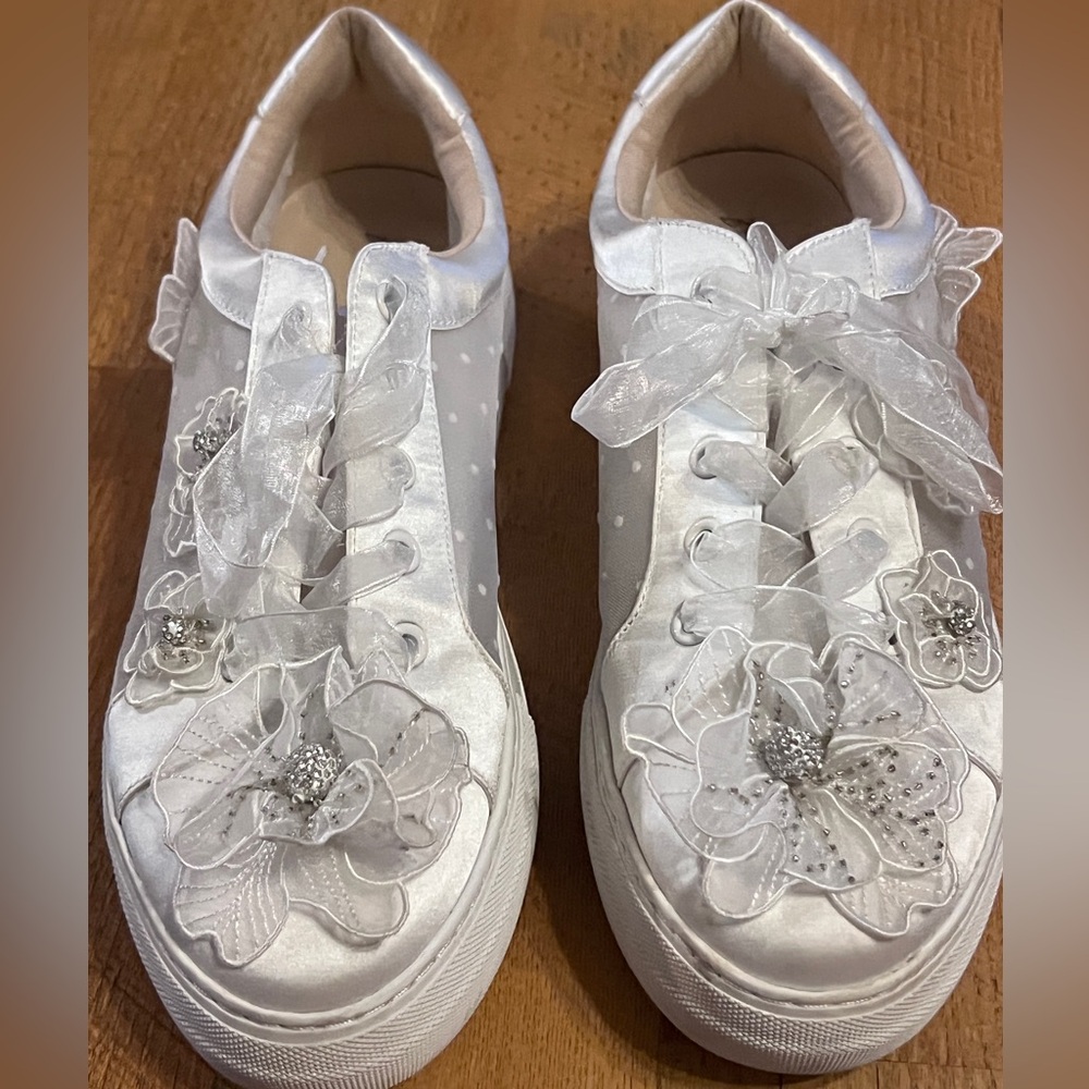 Betsey Johnson White Floral Sneakers